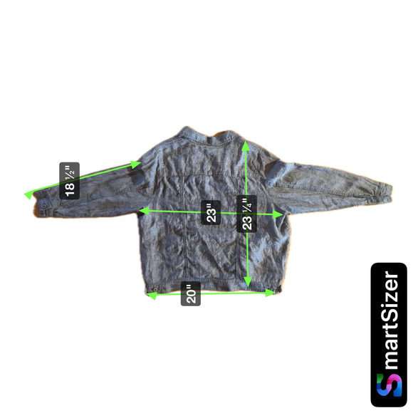 Jones New York Plus Size 1X Blue Linen Jacket Long Sleeve Button-Down Womens - Picture 4 of 5